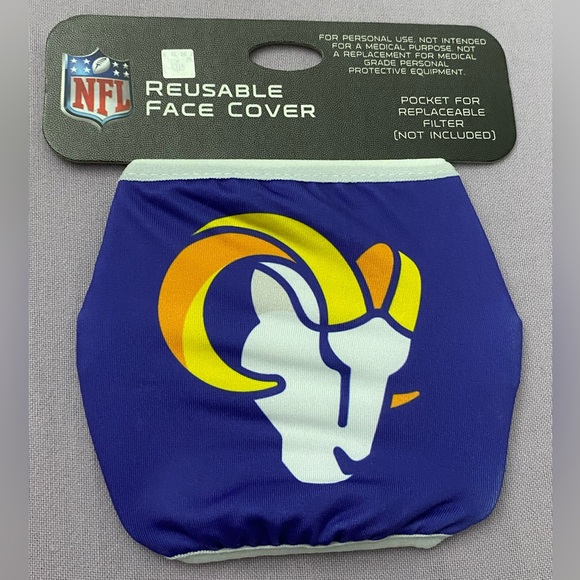 🏈 Los Angeles LA Rams 🏈 Logo Reusable Face Cover/Mask - Ram (2 masks included) - Picture 2 of 3